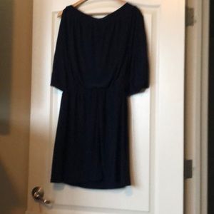 Navy blue dress with cinch waist